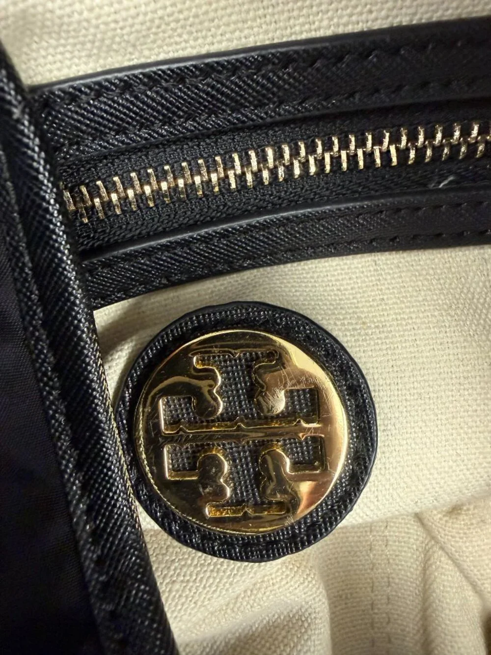 Tory Burch Stacked Logo Hobo Black Nylon Shoulder Bag